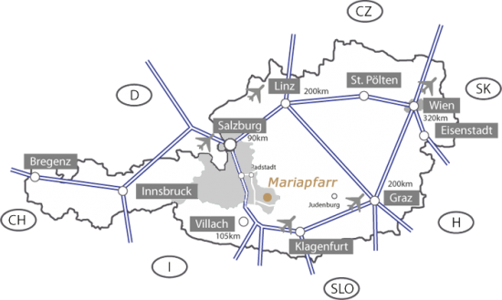Anreisekarte für Karnerhof in Mariapfarr